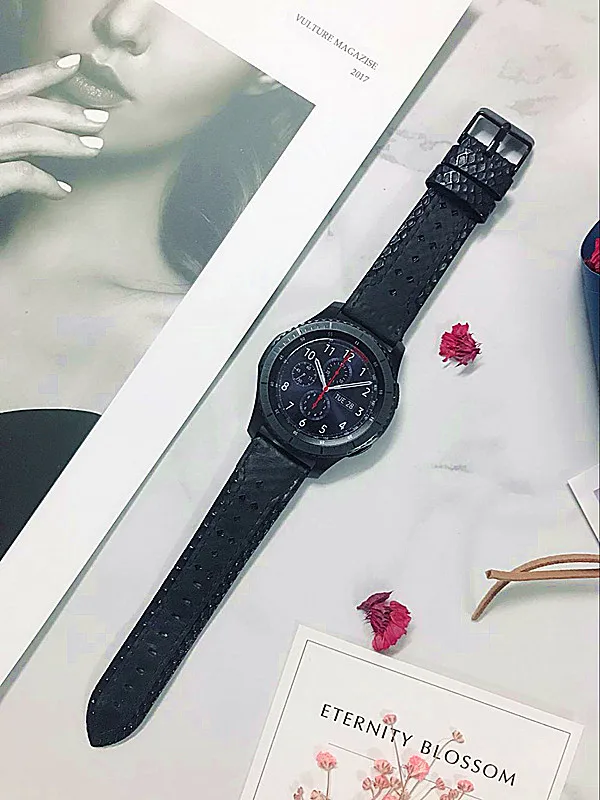 22 20 мм кожаный ремешок для samsung Шестерни спортивные S2 S3 классический Frontier galaxy watch 42 46 мм Длина браслета huami amazfit bip Pebble Time ремешок