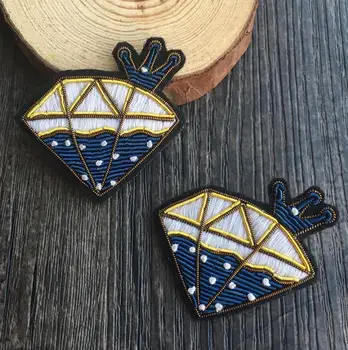 

Diamond Silk Patch Brooch India Silk Wire Handmade Embroidered Badge Fabric Patch Fashion Clothing Decoration