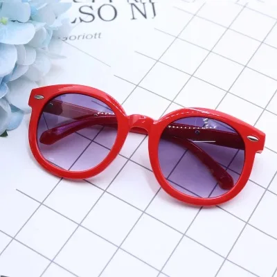 Детские очки, солнцезащитные очки, солнцезащитные очки для мальчиков и девочек, Корея, анти-УФ очки, летний тренд - Цвет линз: Красный