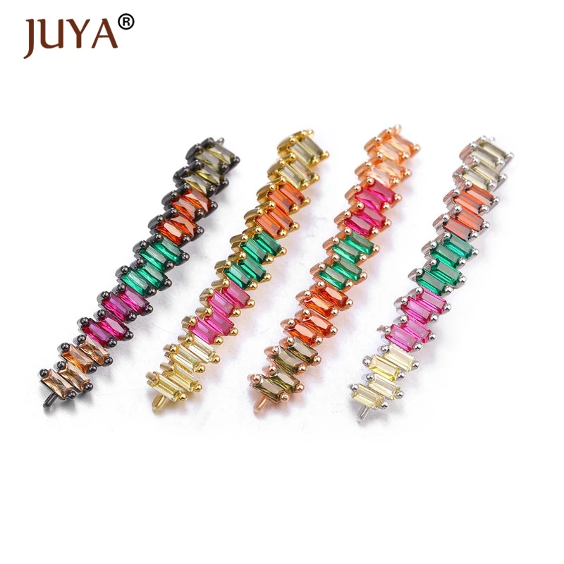 New Design Rainbow Color Zircon Crystal Long Bar Connectors For Jewelry