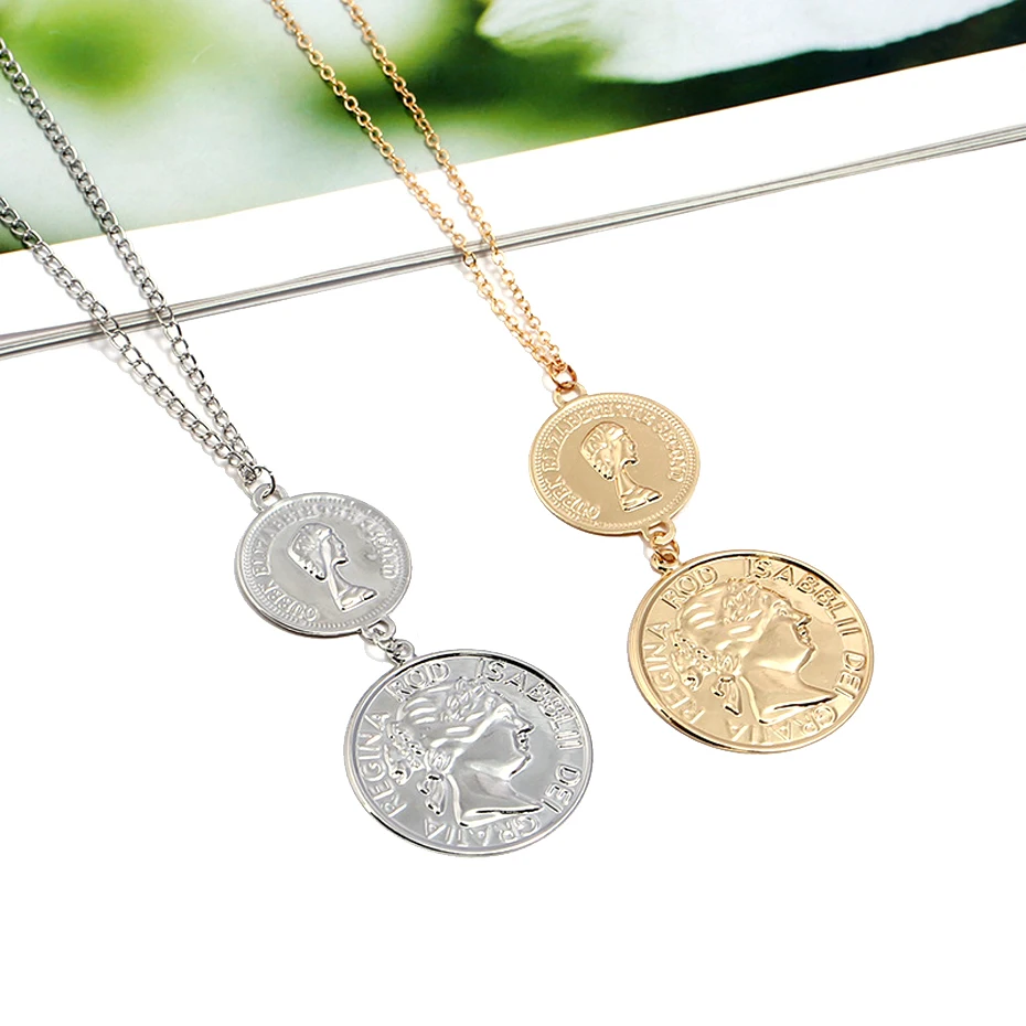 Charms Coins Statement Choker Trendy Multi Layered Chain Gold Silver Coins  Pendant Necklace women Jewelry collares (6)