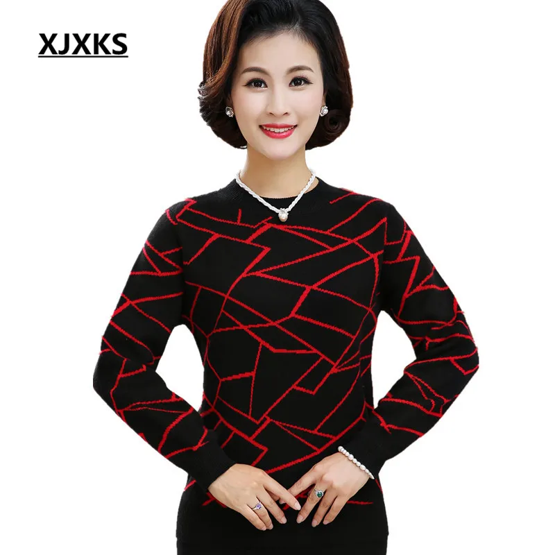 

XJXKS 2017 autumn and winter new woman's cashmere sweater pullover comfort fabric thickening warm plus size women jumper