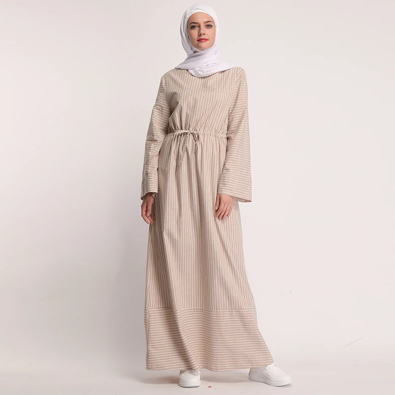 Кафтан абайя Дубай, Турция мусульманское платье Рамадан кафтан марокаин Абая для женщин Полосатый хиджаб платье турецкая исламская одежда