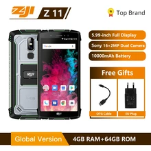 ZJI ZOJI Z11 IP68 Waterdicht Stofdicht 10000 mAh Smartphone 4 GB 64 GB Octa Core Mobiele Telefoon 5.99" 18:9 Gezicht ID 4G Mobiele Telefoon(China)