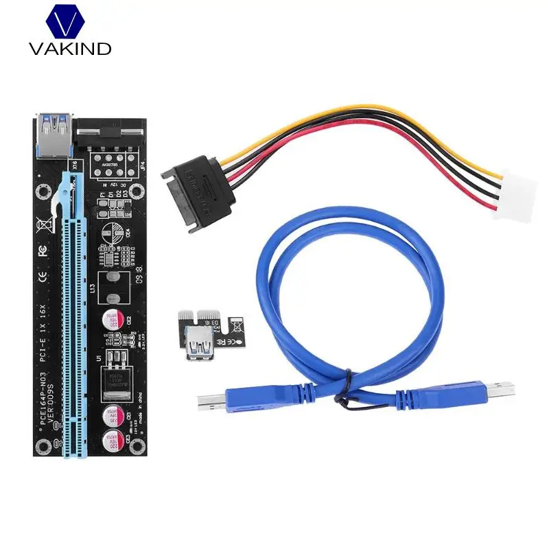  NEUE 6 teile/los USB3.0 PCI Express 1X Zu 16X PCI-E Extender Riser Card Adapter Mit Blau SATA 15Pin
