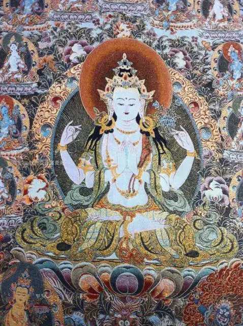 

Chinese Antique collection the Thangka embroidery Goddess of mercy diagram