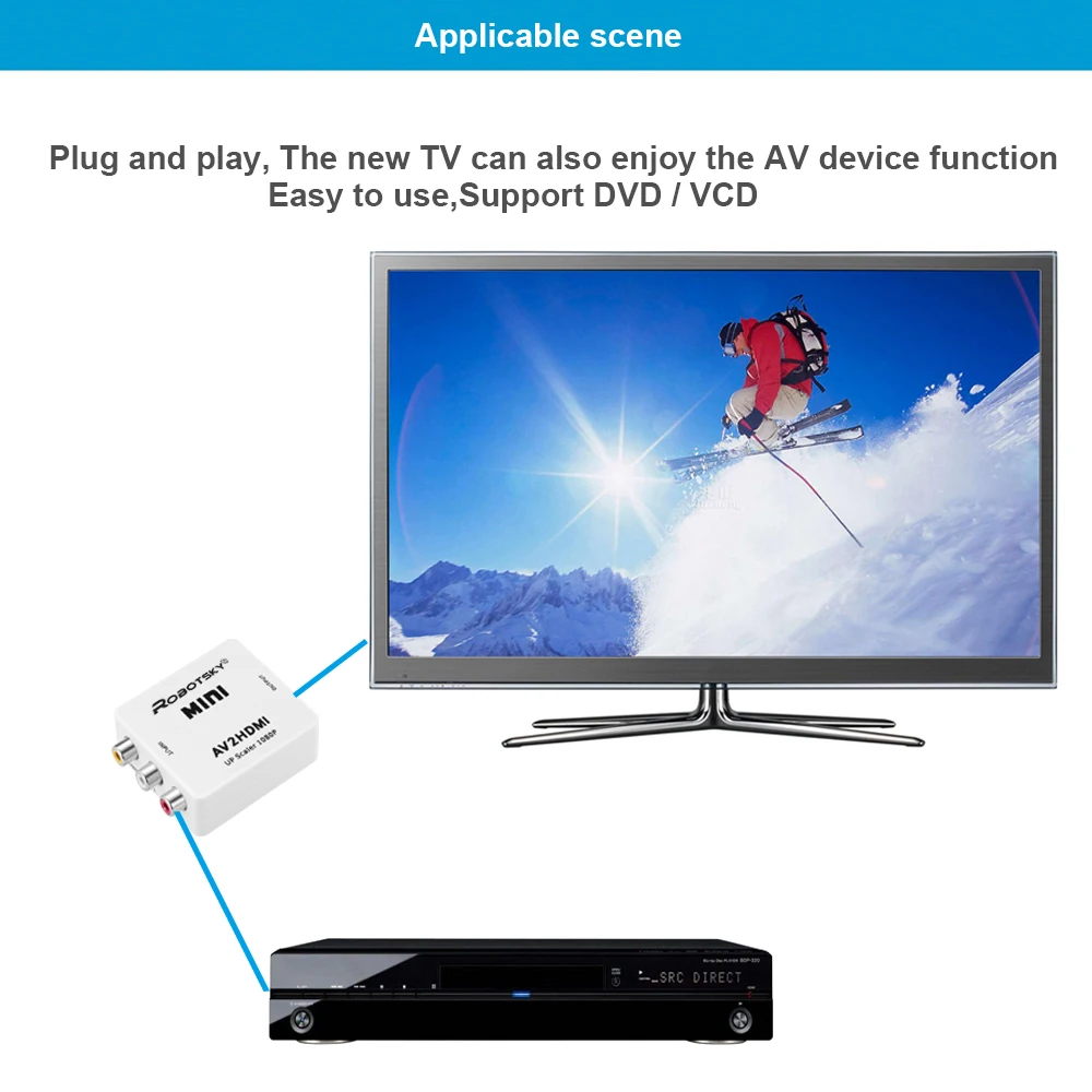  Di alta Qualità Mini AV2HDMI Convertitore Video Reale di HD 720 P 1080 P AV a HDMI RCA AV HDMI cvbs