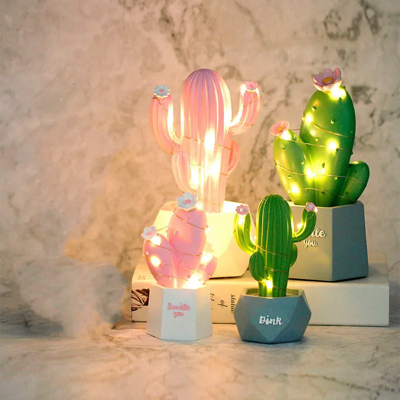 

Ins Cactus Lamp Resin Decoration Small Night Lamp Desktop Night Light Bedroom Night Light