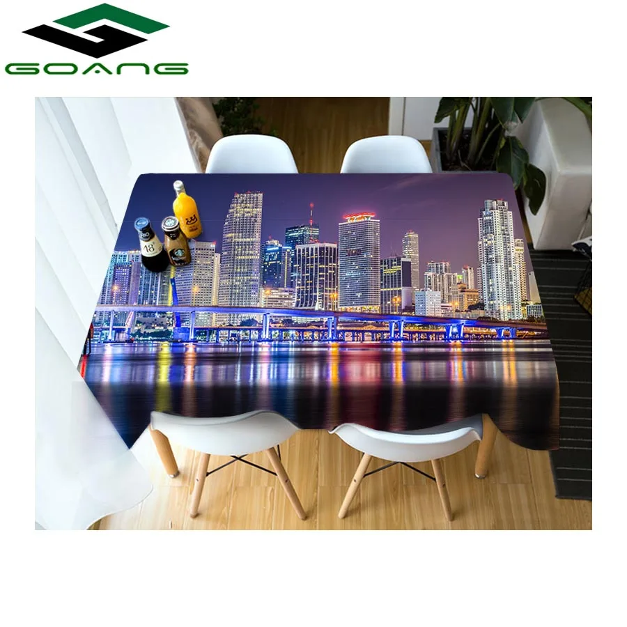 GOANG سماط 3d مدينة ليلة المشهد مستطيلة و جولة مفرش طاولة فندق الديكور الفاخرة المنسوجات المنزلية الجدول غطاء