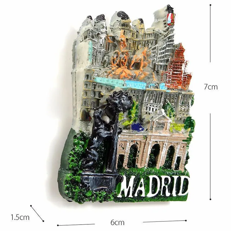 1Pc Spain Travel Souvenir Scenery Madrid 3D High-end Resin Fridge Magnets Gift Refrigerator Magnetic Sticker Home Decorations