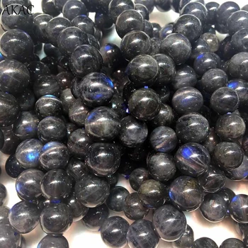 

AKAC 7-7.8mm A+++ natural black labradorite bracelet gemstone with cat's eye for women men bracelet