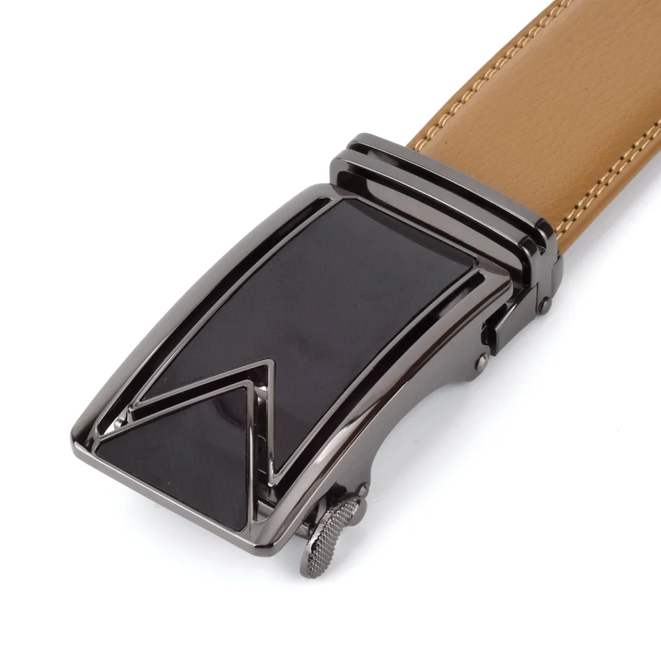 WOWTIGER дизайнерские роскошные кожаные мужские ремни 3,5 см поясной ремень мужские автоматические пряжки ремни для мужчин светло-коричневый ceinture homme