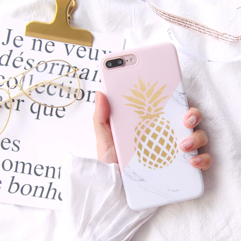 

Luxury fruit pineapple magrble glossy soft silicone IMD phone case for iphone 5 5s se 6 6s 7 8 plus cover for iphone 10 x coque