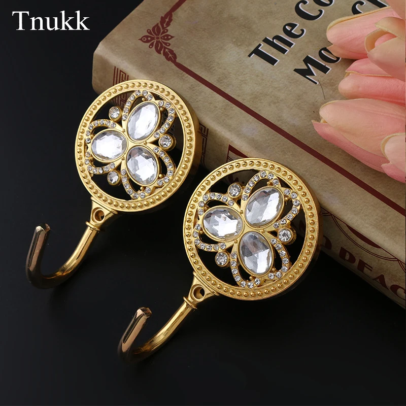 Tnukk 2pcs Three Leaf Diamond Curtain Hook Curtain Decorative