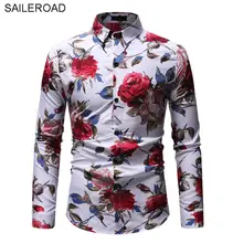 SAILEROAD, модная мужская белая рубашка, приталенная рубашка с длинными рукавами и цветочным принтом, модная мужская одежда, повседневные рубашки с цветочным принтом, футболка, блуза с принтом