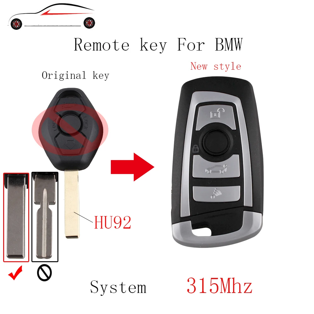 GORBIN дистанционный ключ для BMW EWS системы 433 МГц или 315 МГц для BMW e46 e39 e90 X3 X5 Z3 Z4 1 3 5 7 серии HU92 лезвие+ чип PCF7935