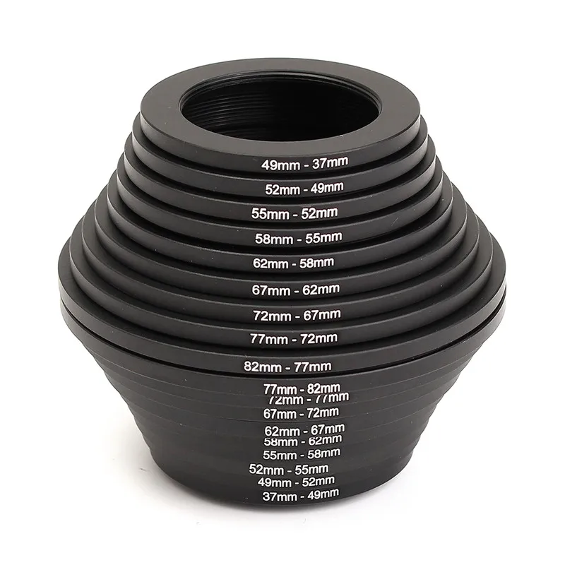 

18pcs Camera Lens Filter Step Up & Down Ring Adapter For Canon for Nikon FOR sony all camera DSLR 9x Step Up + 9x Step Down