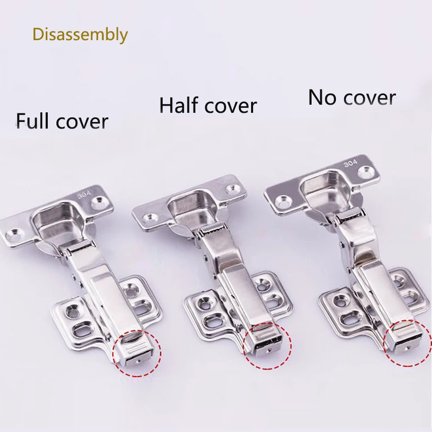 1pcs 304 stainless steel furniture hinge, soft close, Brass buffer
