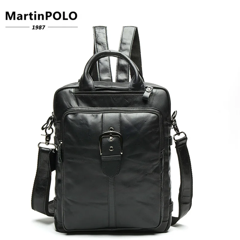 

Genuine Leather Laptop Backpack Men Mochila Vintage Casual Travel Backpack Men's Shoulder Backpacks Teenager Boy's School Bag