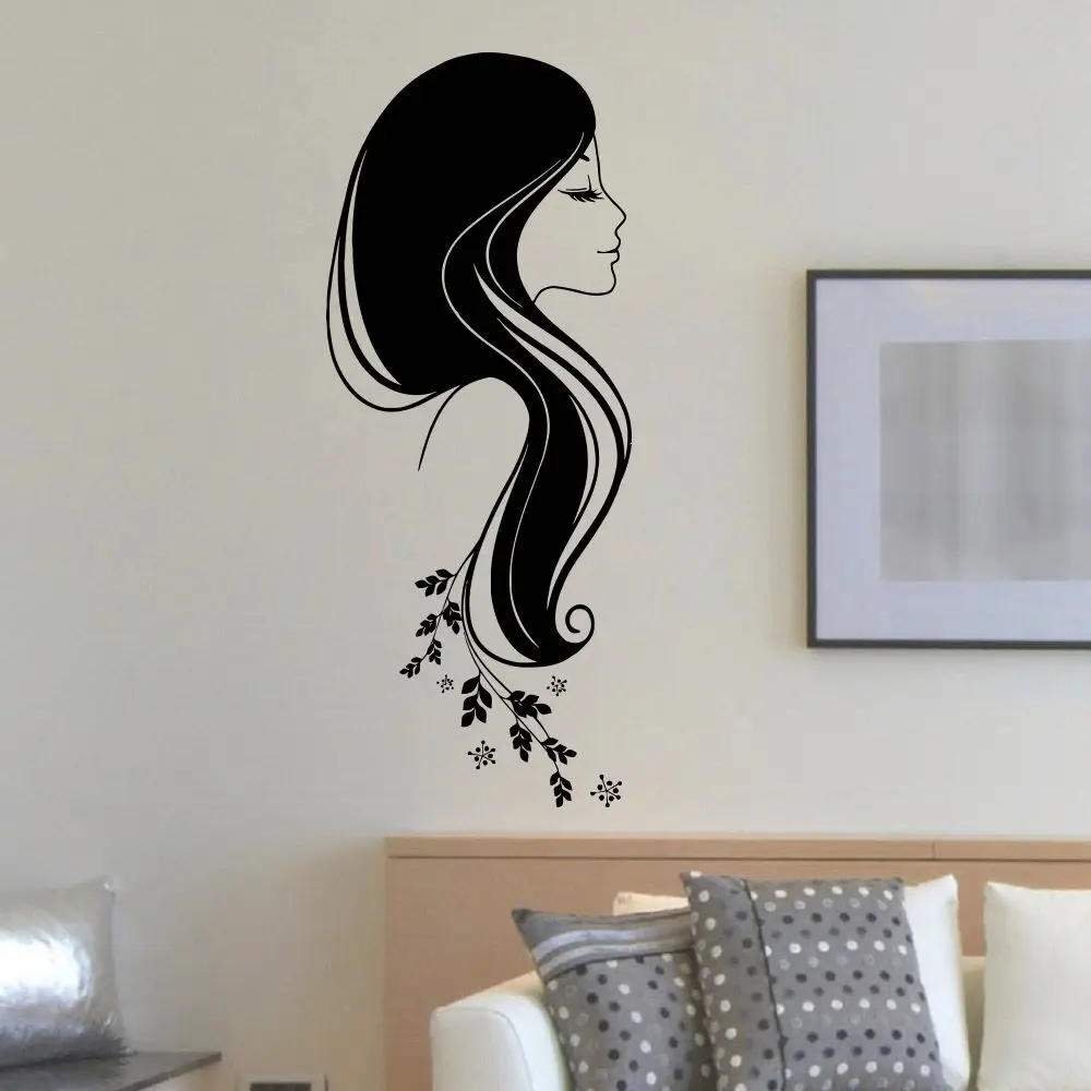 

Beauty Hair Girl Salon Wall Decal DIY Art Vinyl Wall Decoration Salon Spa Shop Wall Sticker Self-adhesivo Vinilos Mural NY-379
