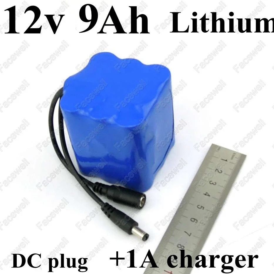 Реальная 12 v 9ah литиевая батарея 9000 mah dc Портативная литий-ионная 18650 упаковка для