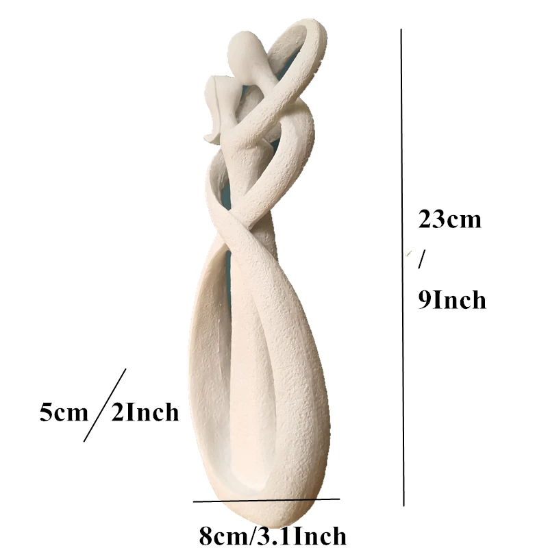 VILEAD 23 см Песчаник целующиеся влюбленные статуя любящее Скульптура Статуэтки Винтаж дома Свадебные украшения Юбилей подарки ремесла - Цвет: White Lover Figurine