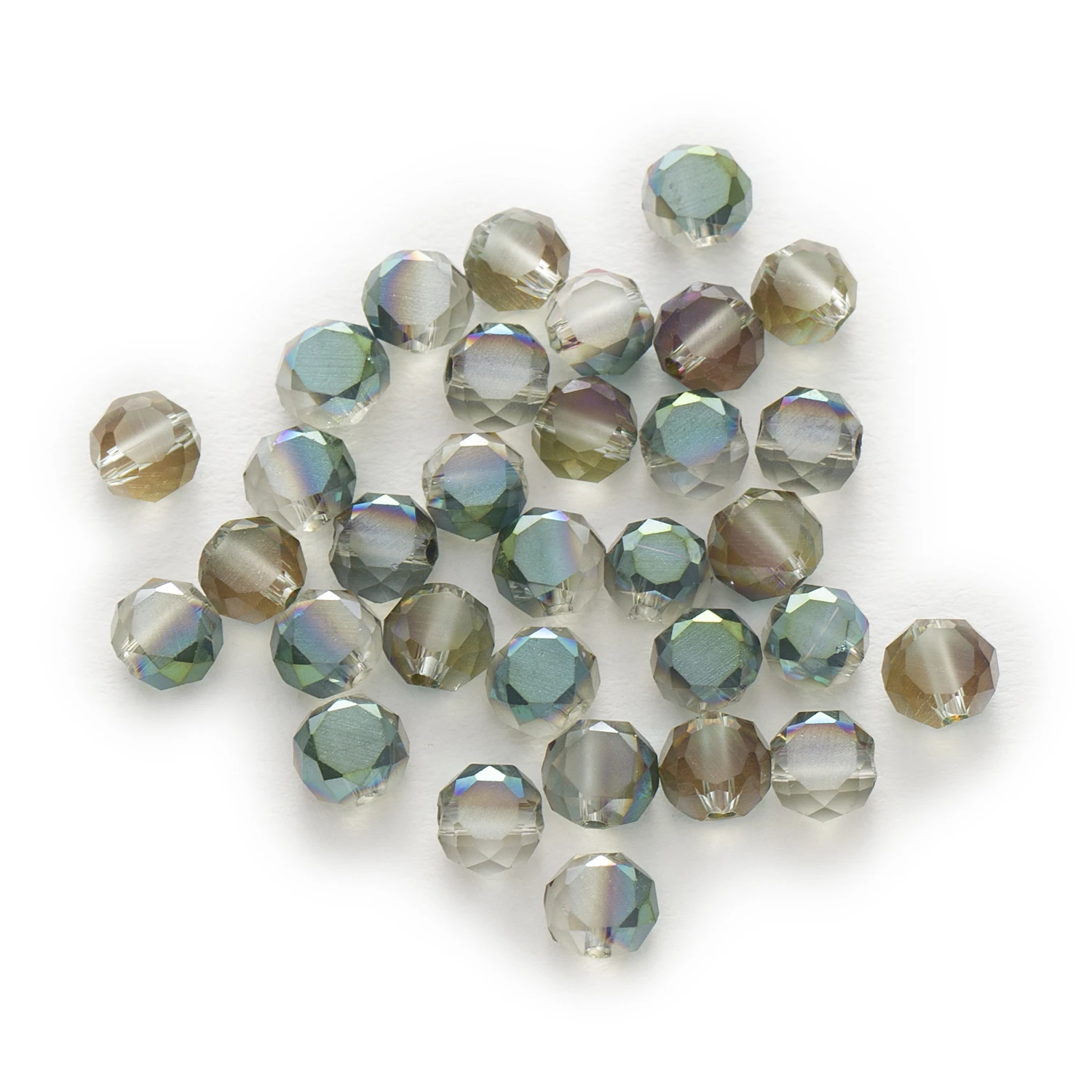 50 Piece Fuchsia Green Bread Faceted Crystal Glass Spacer Beads Jewelry