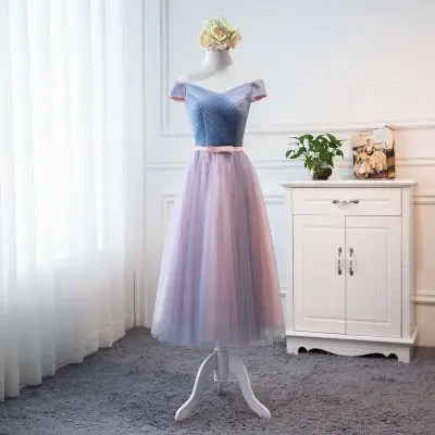 

Beauty-Emily Tulle Pink Bridesmaid Dresses 2019 Short V-neck Lace A line Wedding Party Gown Formal Dress Robe De Soiree