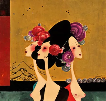

Modern handmade painting The Eastern Favorite 2 on oil canvas for living room decor, wallpaper