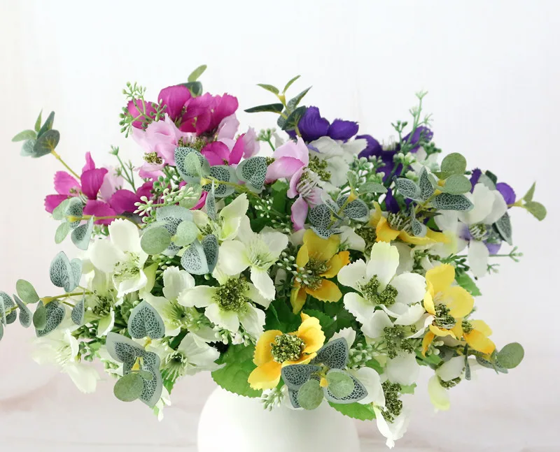 Flone Emulation Plastic Flower Chrysanthem Artificial Silk Flowers Little Daisy For Wedding Home Office Leisure Party Decora (4)