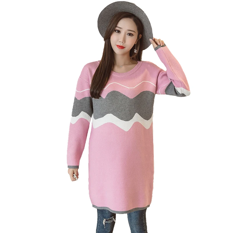 

Knitted Pregnancy Sweaters Winter Maternity Clothes Fashion O-Neck Pullover For Pregnant Women Thick Maternity Clothing