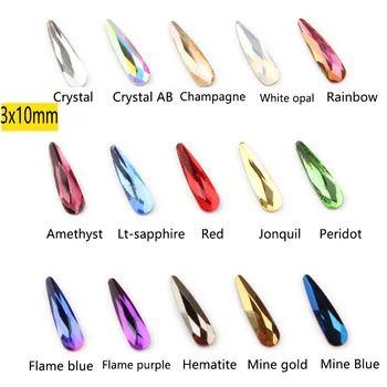 

100pcs RainDrop crystal AB Shinny Mix color Nail rhinestone Rhinestone 3D Nail Art Gllitter Teardrop stone whole Big pack