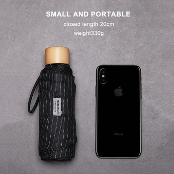 

Rains Wooden Handle Umbrella Rain Women Black Sunscreen Folding Umbrellas Travel Outdoor Mini Pocket Umbrella Windproof WZP132