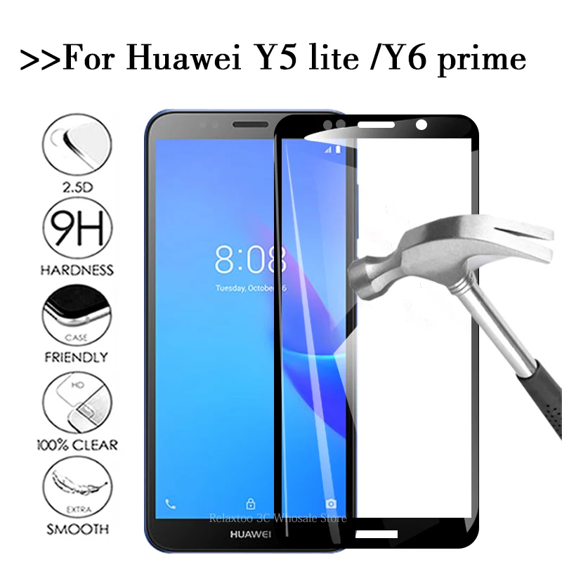 Full Cover Protective Glass For Huawei Y5 lite 2018 Screen Protector On For Huawei Y6 Prime 2018 Tempered Glass Y 5 6 light Film afbeelding