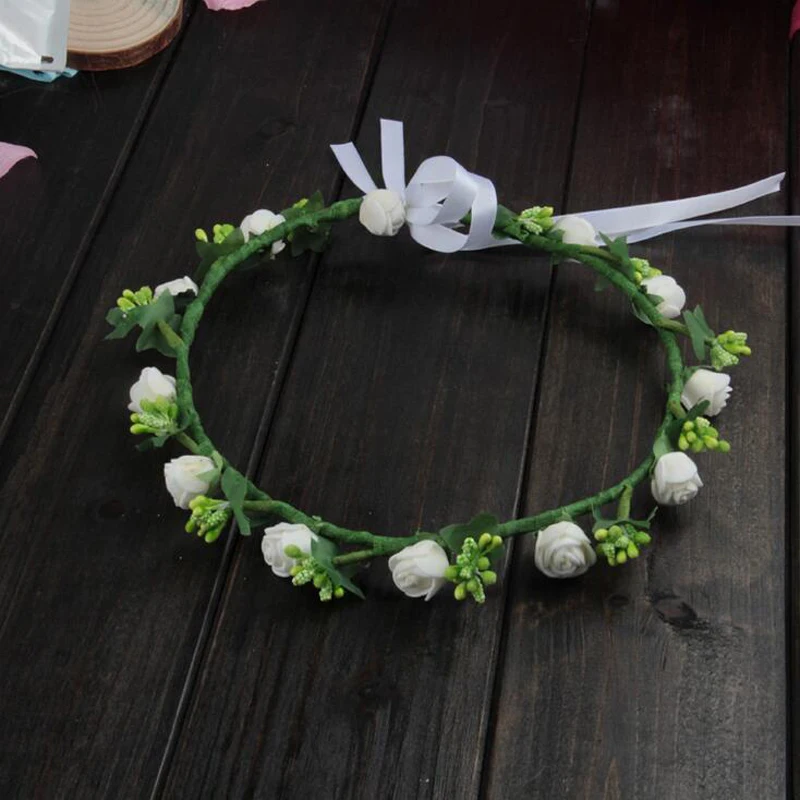 10pcs/lot Wedding Flower Hairbands Pe Rose Floral Wreath Bride Hair