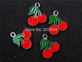 

AE404 Mix Color 20Pcs Alloy Metal Enamel Cherry Charms Pendants 23x20mm