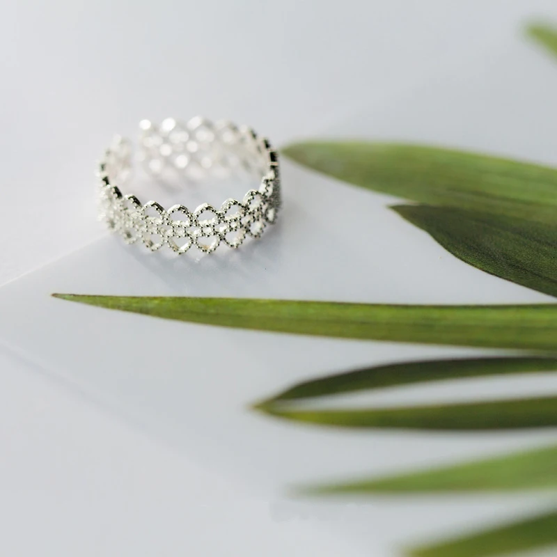S925 стерлингового серебра моды готический полые шаблон Крест регулируемое кольцо для женщин леди Bijoux Femme
