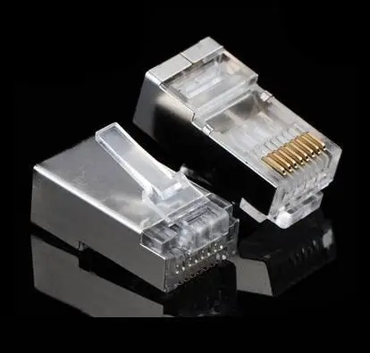 

10Pcs / Lot Metal shielded CAT5E RJ45 8P8C Ethernet Network Modular Plug LAN Cable Adapter Connector Head Plug