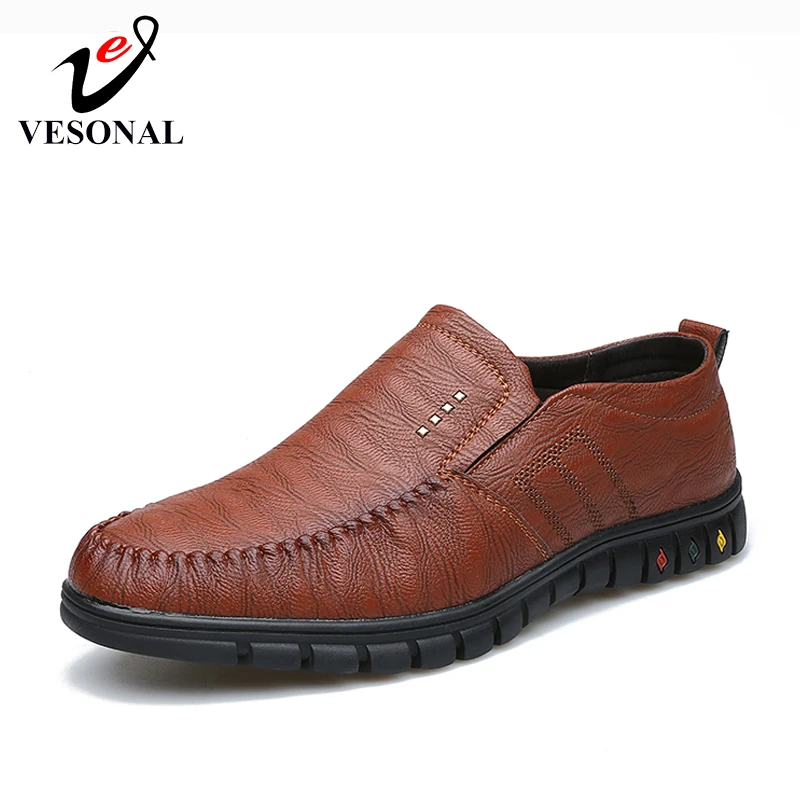

VESONAL 2019 Summer Vintage PU Leather Men Shoes Loafers Comfortable Male Moccasins Flats Casual Boat Driver Footwear Driving