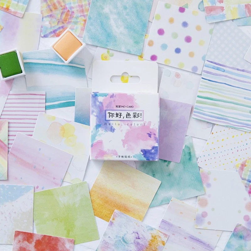 

45pcs/pack kawaii colorful square adhesive paper sticky DIY decorative stationery sticker bookmark label children dairy sticky