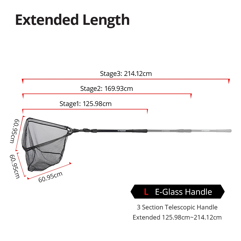 KastKing 90 см, 160 см, 210 см Складная рыболовная сеть Выдвижная телескопическая ручка из алюминиевого сплава E-glass Ручка большой складной сачок для ловли - Цвет: Красный