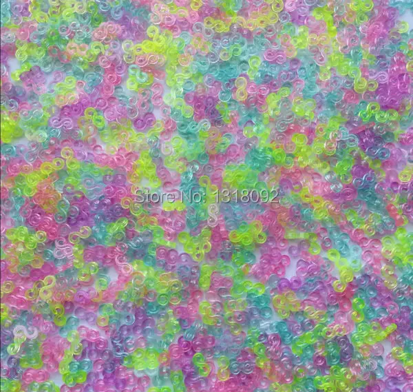 Бесплатная доставка (1 kg/bag) красочные S-CLIPS для DIY Loom Bands браслет клип S или C клипы прозрачных заправка Loom Kit