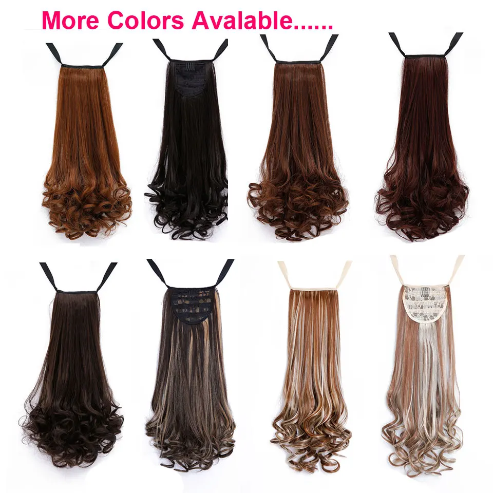 AOSIWIG Long Wavy Real Natural Ponytail Clip in Pony tail Hair Extensions Wrap Around on Synthetic Hair Piece for Women