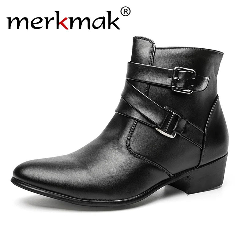 New 2018 British Style Casual Men Autumn Ankle Boots Heels Fashion Pointed Toe Martin Boots Trendy Men Leather Boots Shoes Men New 2018 British Style Casual Men Autumn Ankle Boots Heels Fashion Pointed Toe Martin Boots Trendy Men Leather Boots Shoes Men
