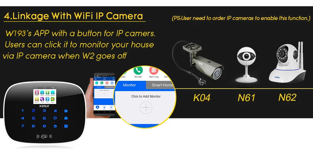 KERUI W193 Беспроводная охранная GSM 2,4G wifi PSTN сигнализация для домашней безопасности 2,4 дюймов TFT цветной экран