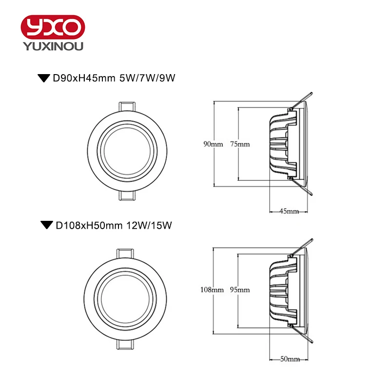 무인 5 w 7w 9w 12w 15w 18w 20w 30w LED 통 AC 110V 220V IP65 방수 욕실 조광 가능한 LED 천장 스포트 라이트, 4 개