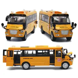 1:32 большой литой Американский школьный сплав автобус модель студент желтый отступить школьный автобус с 5 двери музыка свет для детей
