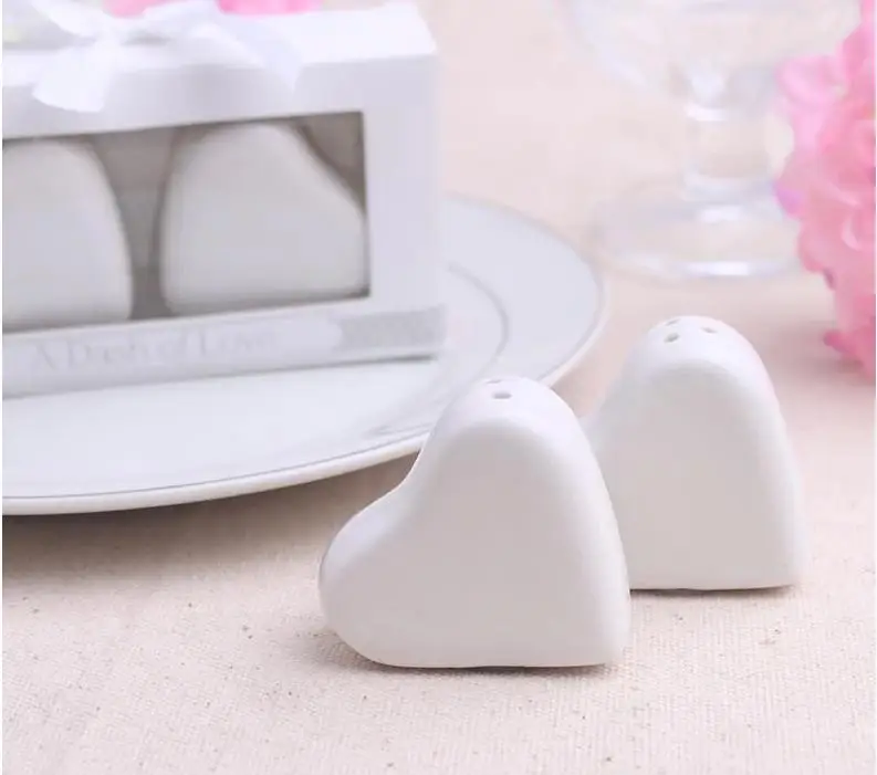 White Heartshaped Ceramic Pepper Shaker Love Salt And Pepper Bottle