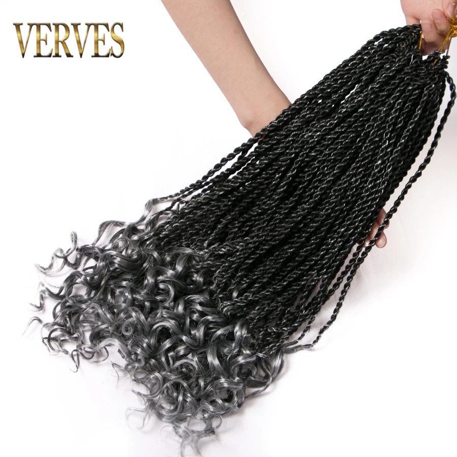 VERVES 1 упак. гаммообразный «канекалон» Сенегальский закрученные пряди волос косы волосы 18 дюймов 30strands/пакет синтетический плетение волос
