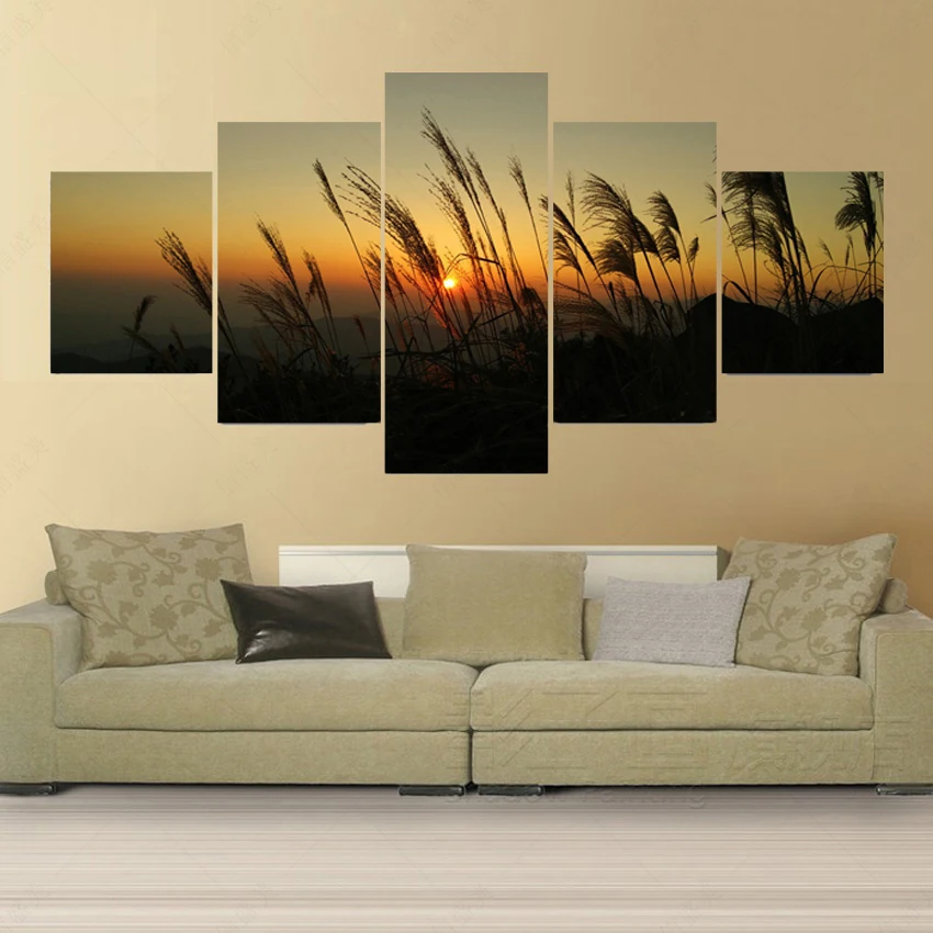 No Frame 5 Panel Modern Canvas Oil Painting Art Reed Cuadros Decoracion Pintura Picture Wall Pictures For Living Room Peinture | Дом и сад
